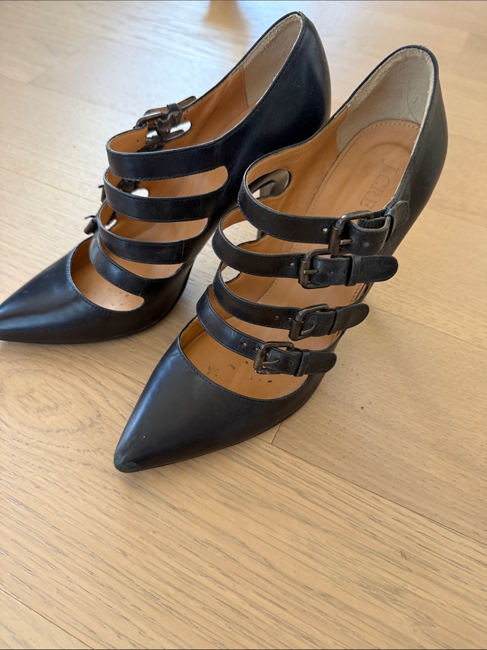 Jcrew Black Multi-Strap Pointed-Toe Women's Heels